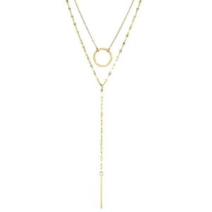 Collier EDO plaqué or 18K couleur argenté en acier inoxydable 304 design géométrique avec pendentif gland élégant et durable pour tenues mode résistant à l'eau et ne ternit pas