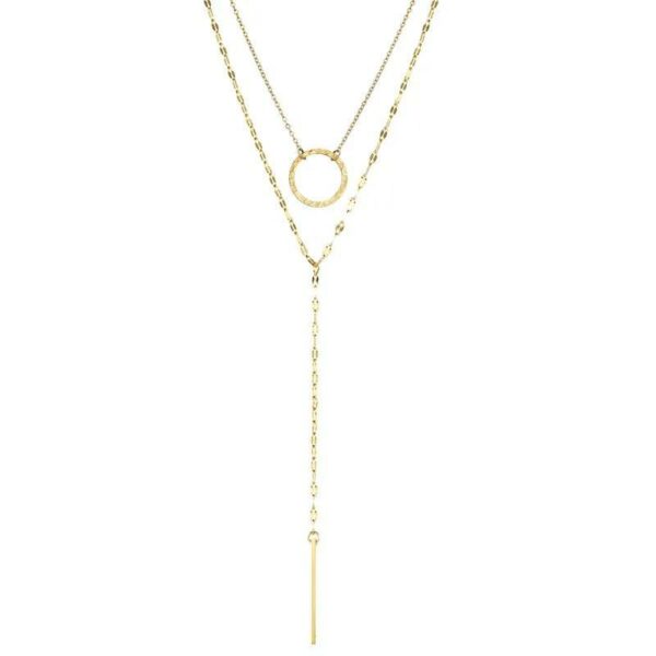 Collier EDO plaqué or 18K couleur argenté en acier inoxydable 304 design géométrique avec pendentif gland élégant et durable pour tenues mode résistant à l'eau et ne ternit pas