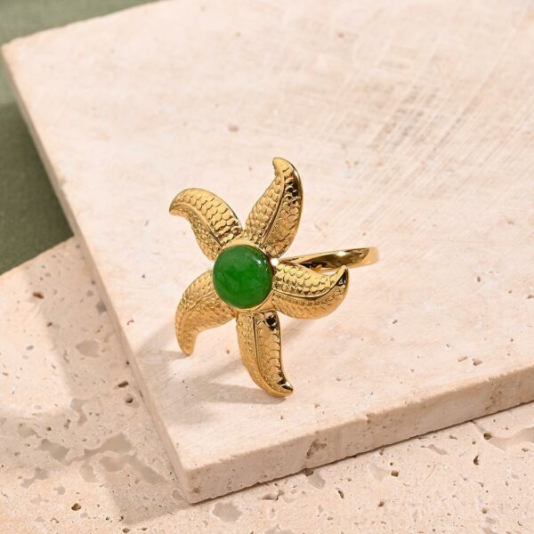 Bague ROYALE VERT en Acier inoxydable de couleur Or