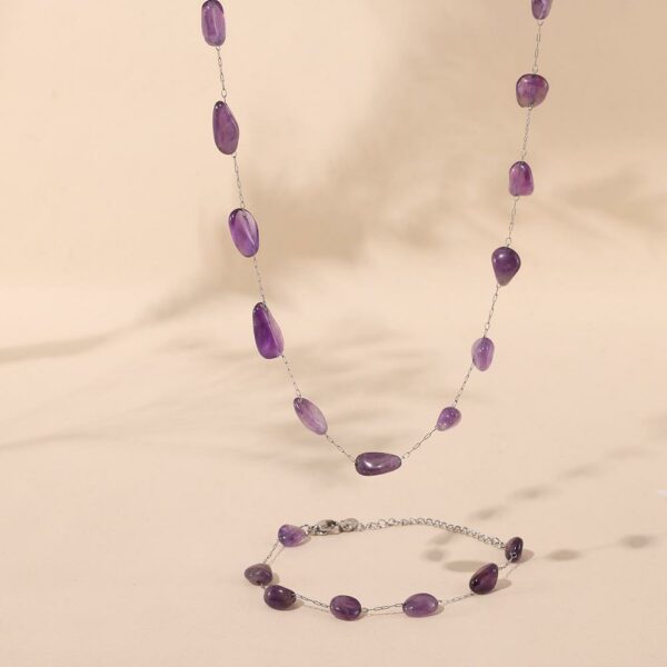 Parure VIOLETTA en Acier inoxydable et Pierre naturel de couleur violète