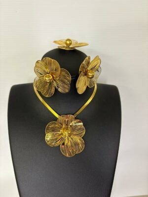 Parure PETAL  acier inoxydable couleur or