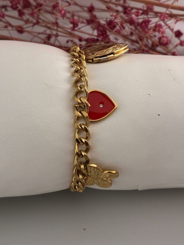 LYMA Bracelet 18K plaqué or véritable avec pendentif cœur en acier inoxydable titane style classique élégant résistant à l'eau durable et raffiné pour usage quotidien ou cadeau