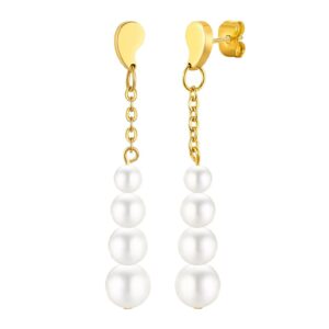 Boucles d'oreilles DORA en Acier inoxydable et de perle blanche