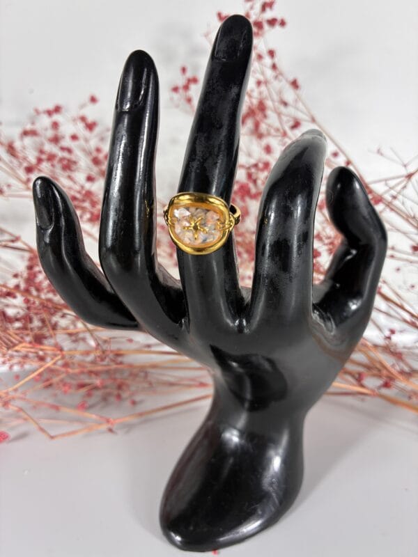 Bague RESINE 2 en Acier Inoxydable 316 plaqué Or