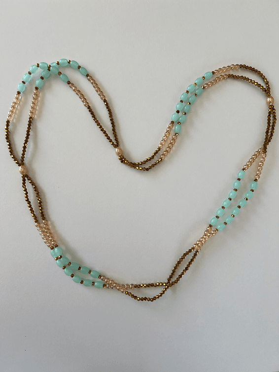 LENA : baya cristal double Doré-beige-bleu