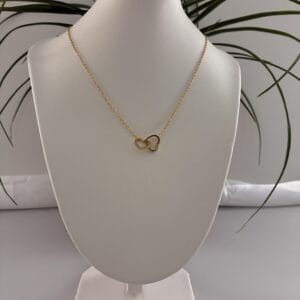 Collier DUO DE ŒUR en Acier Inoxydable 316 plaqué Or