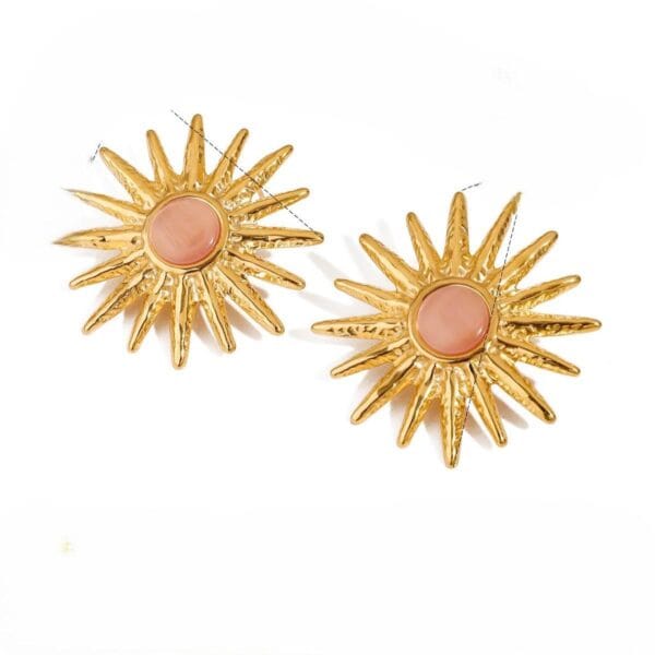 Boucles d'oreilles  ROSALYA en Acier inoxydable couleur Or et rose saumon