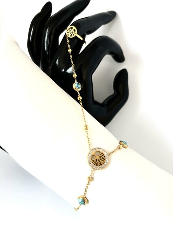 Bracelet bague PRISY H couleur or