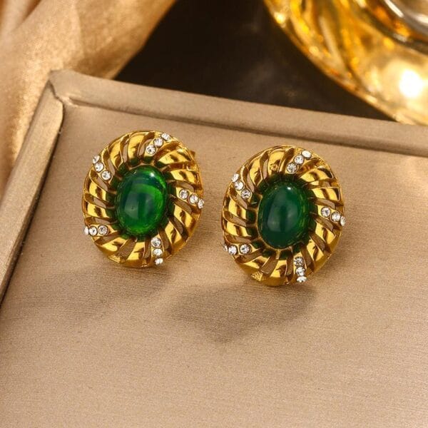 Boucles d'oreilles OVALIA  en acier inoxydable 304 plaqué Or