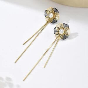 Boucles D'Oreilles FLEUR  en acier inoxydable 304 plaqué Or