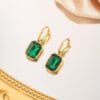 Boucles d’oreilles CARRE VERT en acier inoxydable