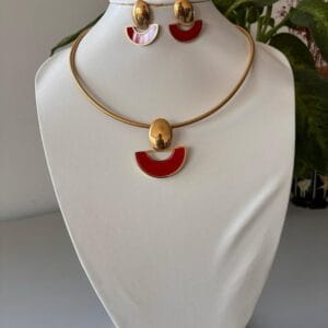 Parure REINE ROUGE 1  en acier inoxydable