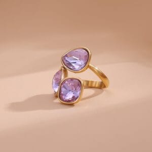 Bague LAURA MAUVE en acier inoxydable