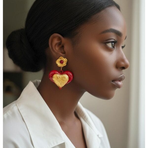 Boucles d’oreilles CŒUR DORE en acier inoxydable