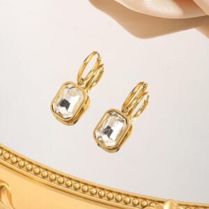 Boucles d’oreilles CARRE BLANC en acier inoxydable